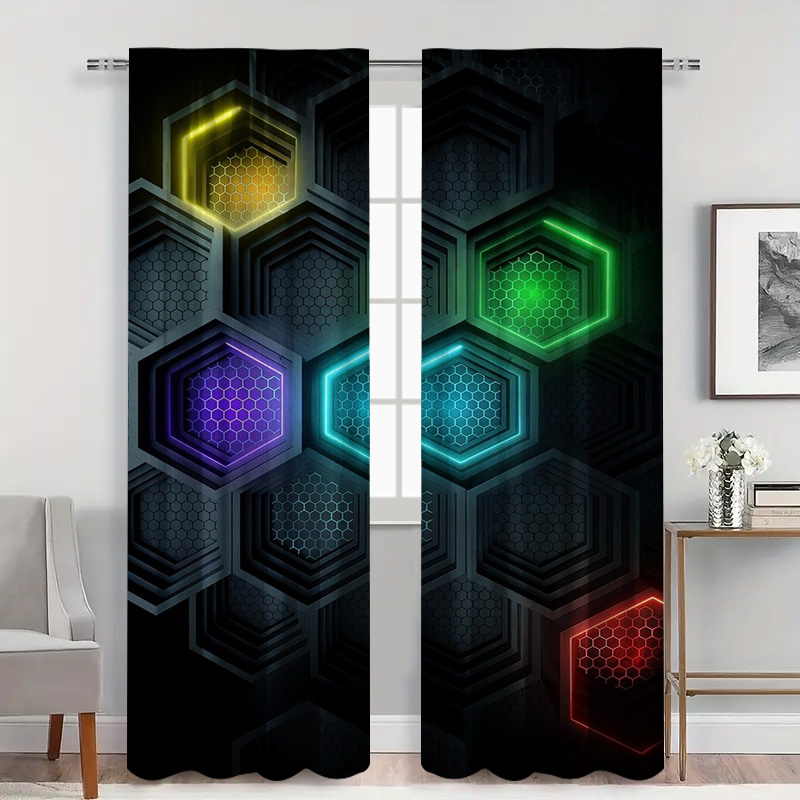Cortinas geométricas modernas  - Tech Office Youtube avaliação e preço