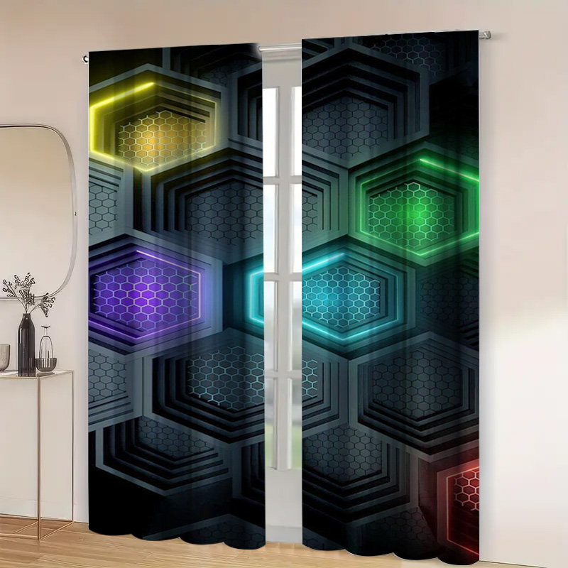 Cortinas geométricas modernas  - Tech Office Youtube avaliação e preço